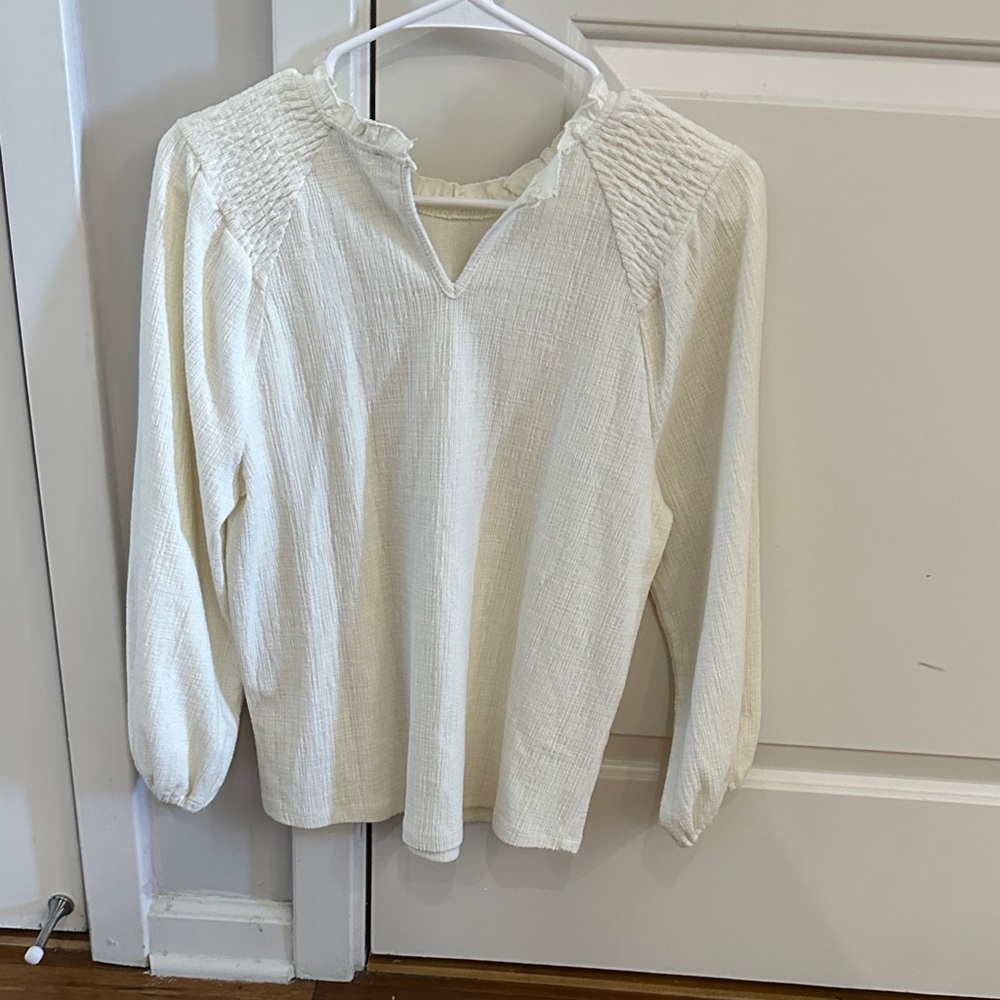 Current Air Cream Ruffled Collar Top - Picture 3 of 3